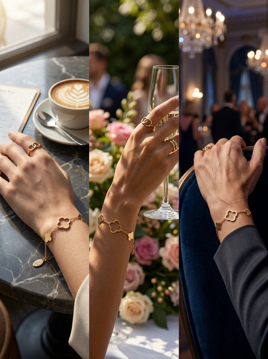 Klaveren Armband Goud – Verstelbare Luxe Armband met Clover Design