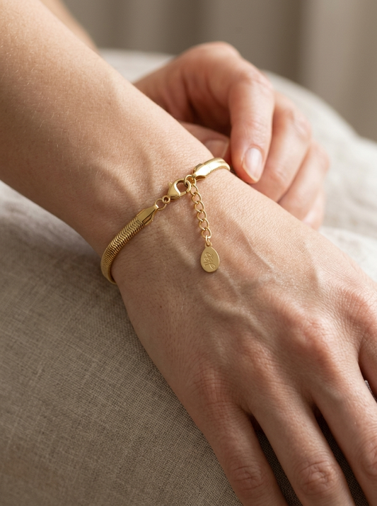 Orlina Signature Armband – Minimalistische Gouden Snake Chain Armband