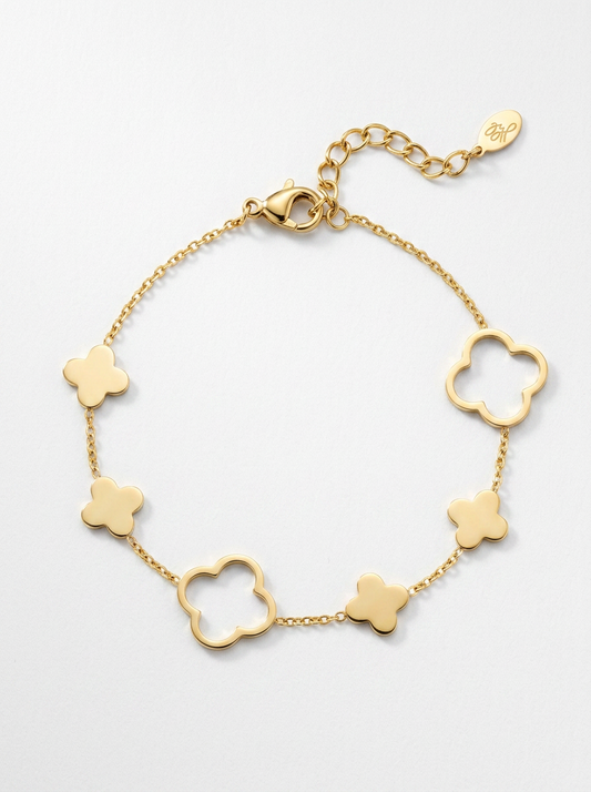 Klaveren Armband Goud – Verstelbare Luxe Armband met Clover Design